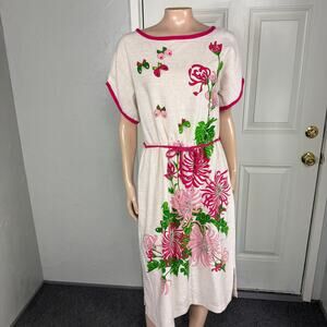 Vintage 60s 70s Alfred Shaheen Women's Dress Floral Short Sleeve H14